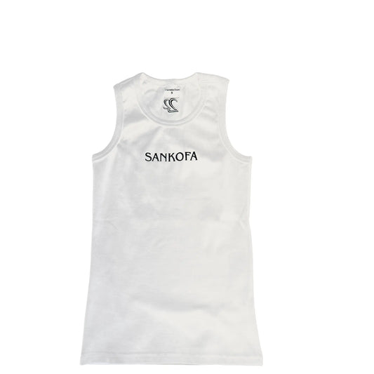 White Fitted Sankofa Tank Top